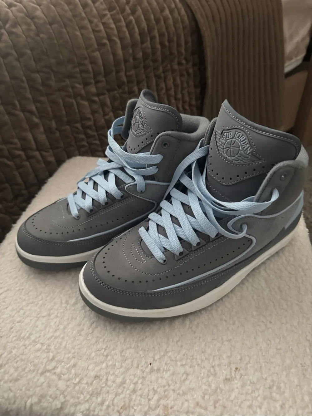 Jordan Sneakers in Gray with Light Blue Accents